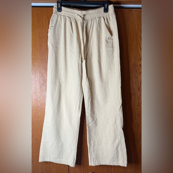 Women High Waisted Wide Leg Pants Casual Elastic Waist Palazzo Beach Size Large - Picture 1 of 14